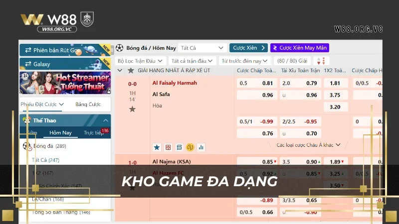 Saba Sports tạo nên một làn sóng thu hút người chơi tại W88